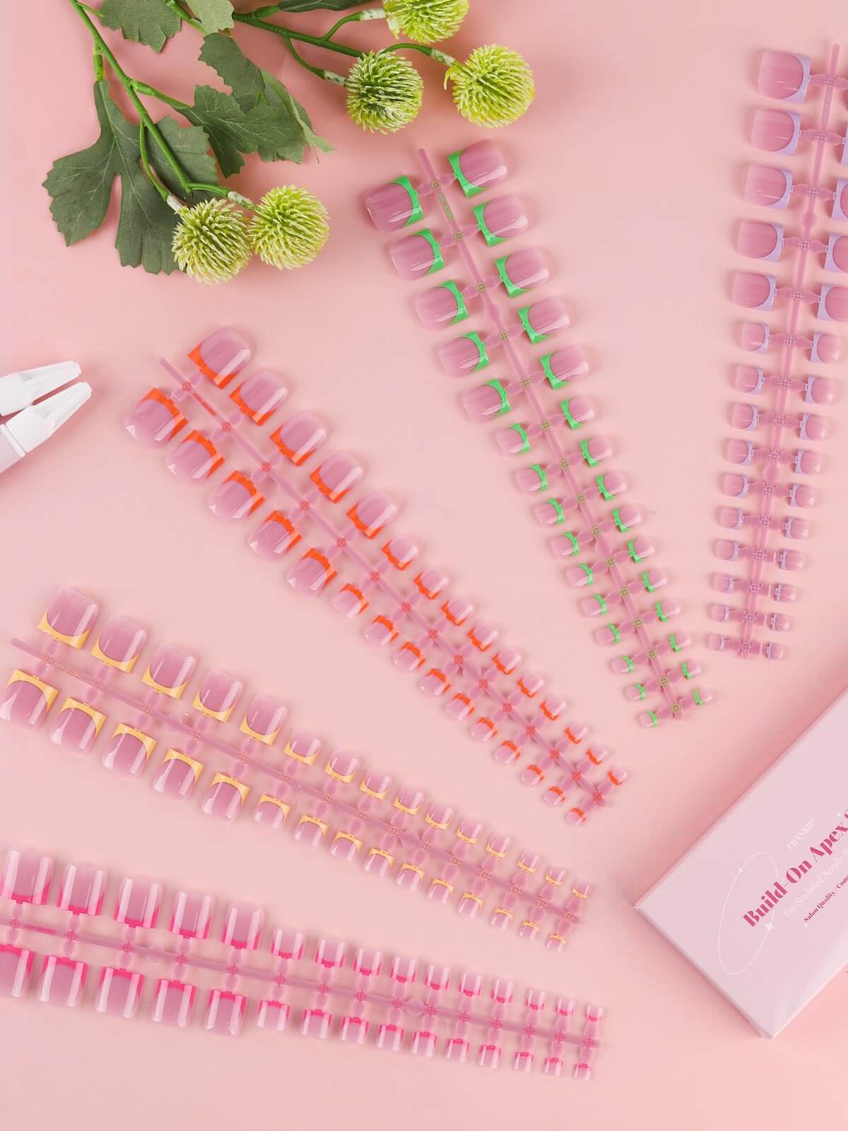 EBANKU 150 Pcs Colorful French Tip Press On Toenails with Glue