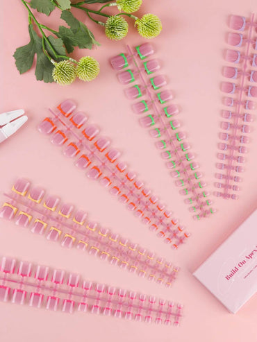 EBANKU 150 Pcs Colorful French Tip Press On Toenails with Glue