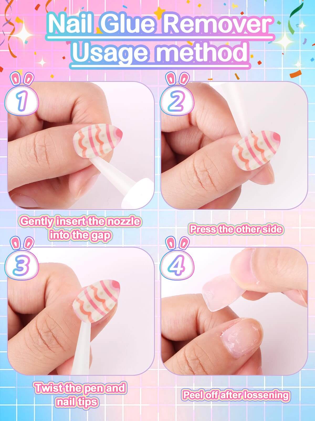 EBANKU Kids Press On Nails Gift Box, 156 Pcs Cute Fake Nails Set