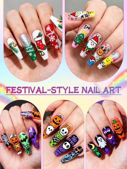 EBANKU 12 Colors Nail Art Pens Set 0.7mm 3D Nail Polish Markers