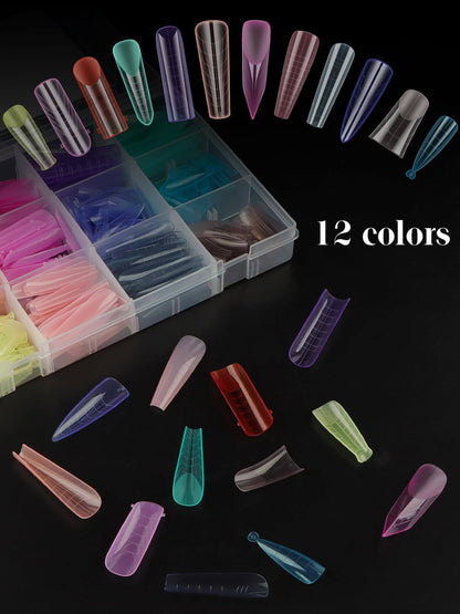 EBANKU 288PCS Dual Nail Forms Kit 12 Styles French Nail Extension