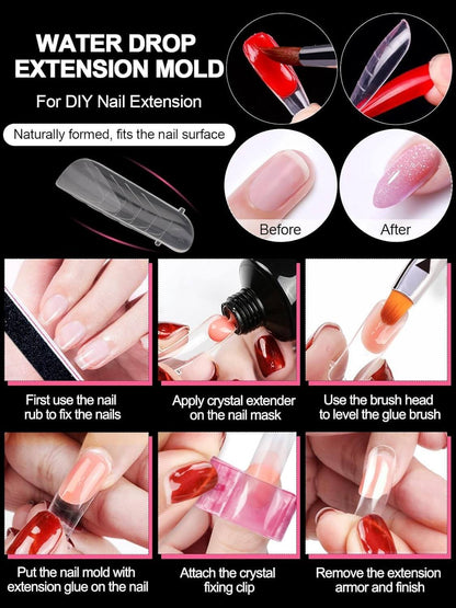 EBANKU 96PCS Clear Matte Poly Gel Nail Forms 4 Styles 12 Sizes