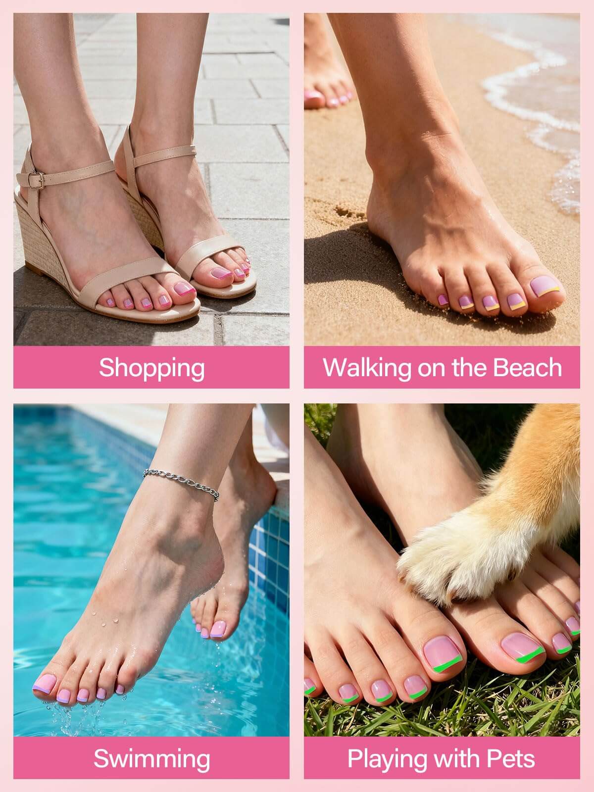 EBANKU French Tip Press On Toenails 150PCS Colorful Square Tips