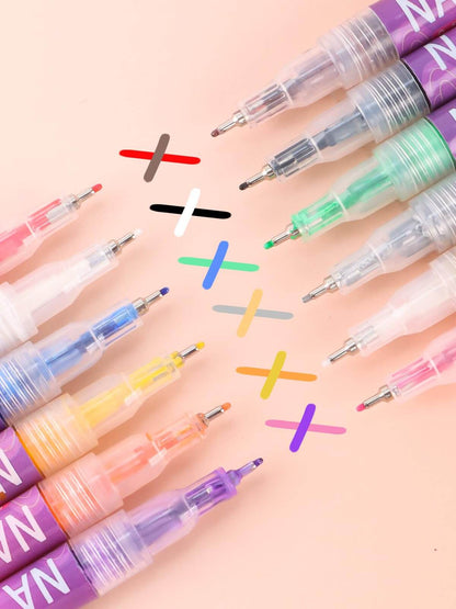 EBANKU 12 Colors Nail Art Pens Set 0.5mm Quick-Dry Nail Markers