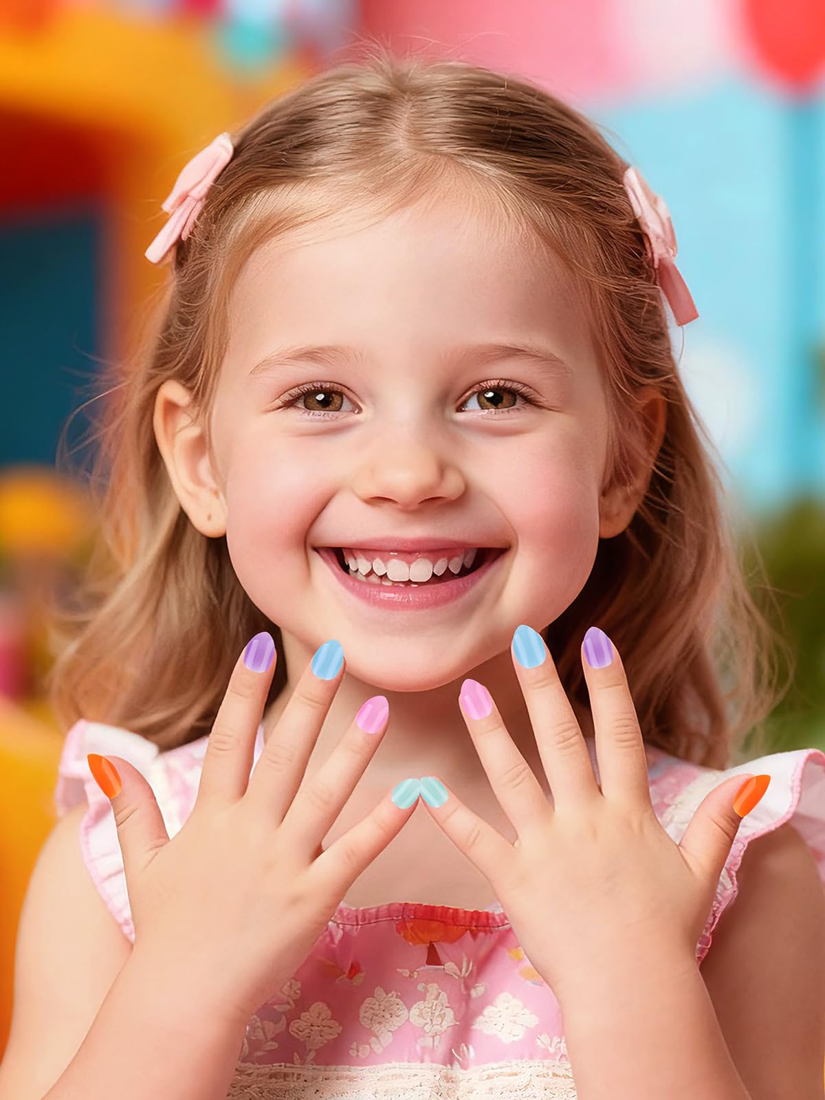EBANKU 288PCS Kids Matte Almond Press On Nails 12 Color Set