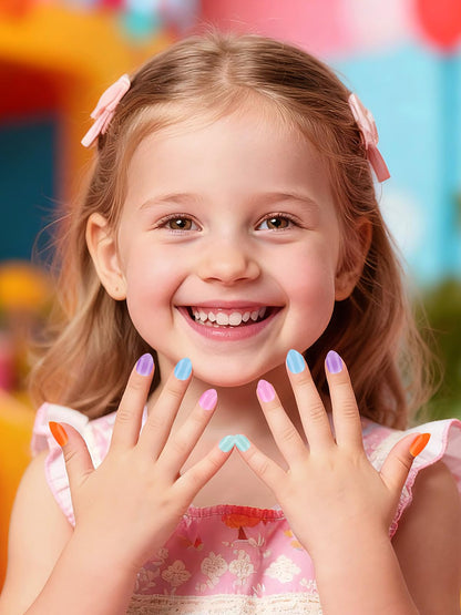 EBANKU 288PCS Kids Matte Almond Press On Nails 12 Color Set