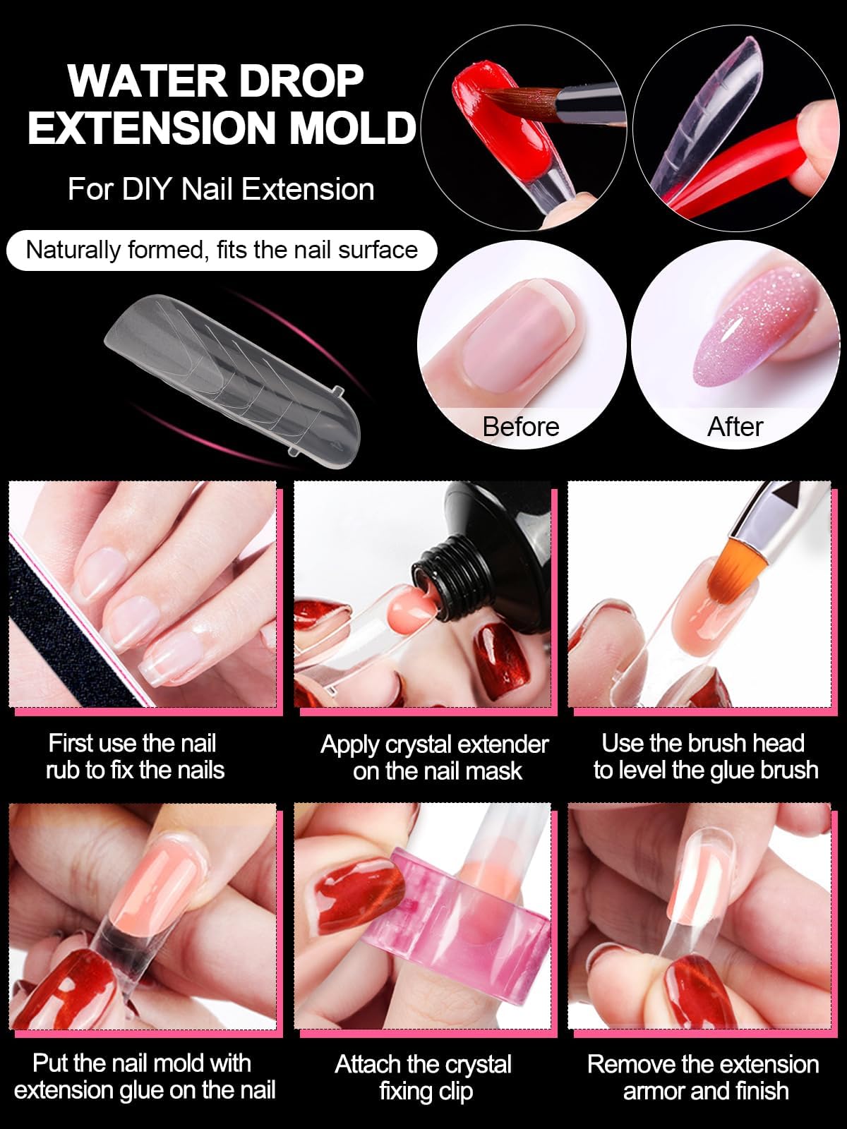 EBANKU 96PCS Dual Nail Forms Kit, Clear Poly Gel Nail Extension Tips