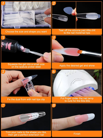 EBANKU 288PCS Dual Form Poly Gel Nail Kit French Nails Set