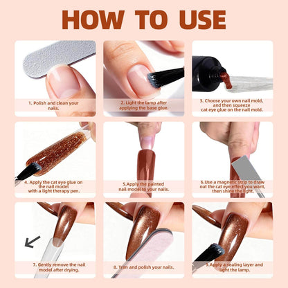 EBANKU Cat Eye Poly Gel Nail Kit 6 Colors Builder Extension Gel