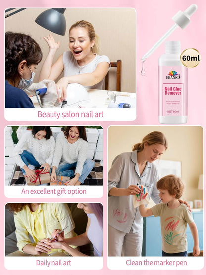 EBANKU 60ML Nail Glue Remover – Quick & Gentle Press-On Removal