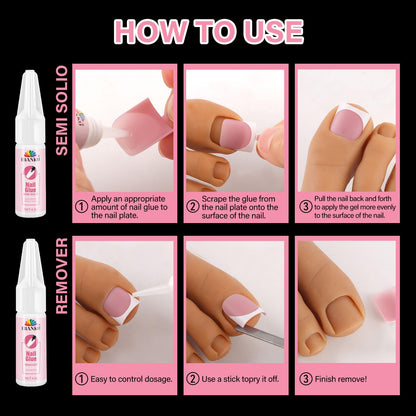 EBANKU 150PCS Square French Press On Toenails with 2 Nail Glues
