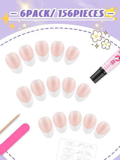 EBANKU Kids Press On Nails 156PCS French Tip Fake Nails