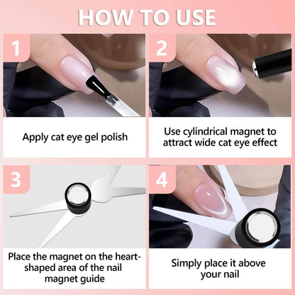 EBANKU 2-in-1 Cat Eye Nail Magnet Scissor Tool for DIY Nails