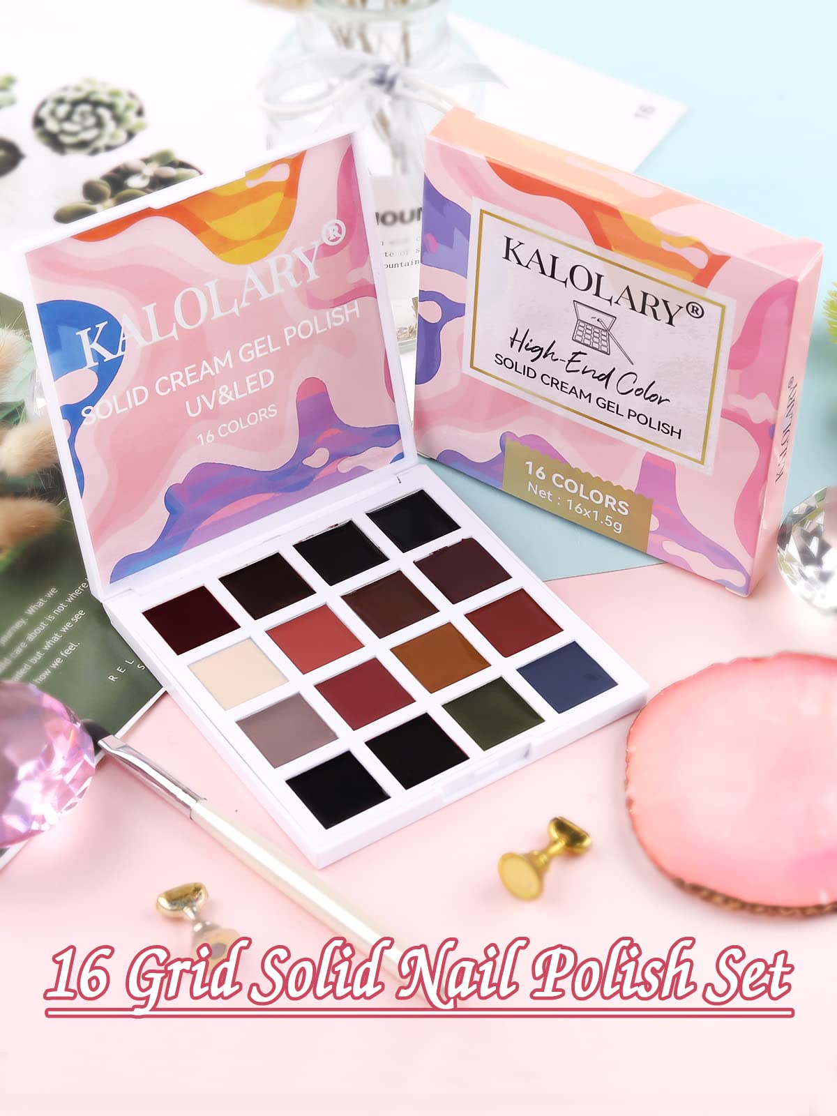 Kalolary 16 Color Solid Jelly Gel Nail Polish Set
