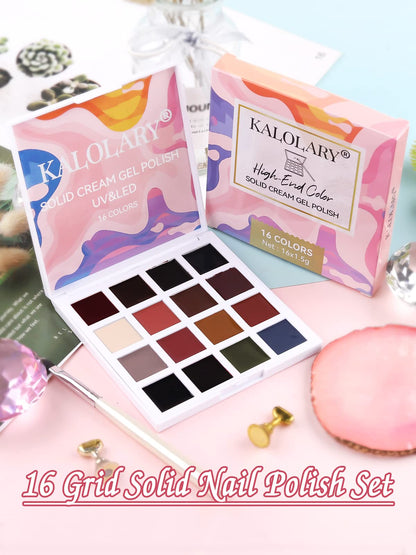 Kalolary 16 Color Solid Jelly Gel Nail Polish Set