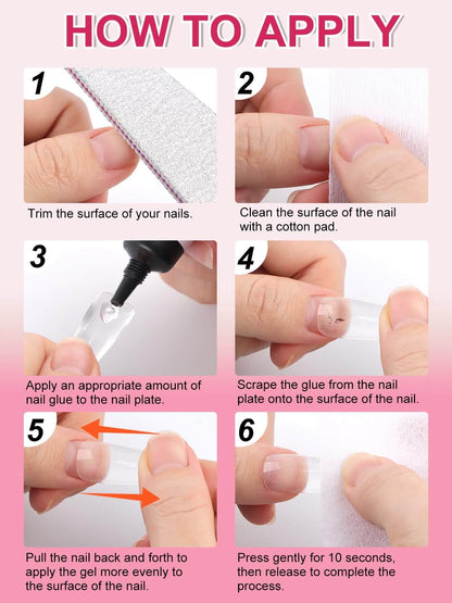 EBANKU 3PCS Solid Nail Glue – Quick Dry, Strong Adhesion, No UV