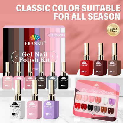 EBANKU 12Pcs Christmas Gel Nail Polish Set 15ML Same Color Bottle