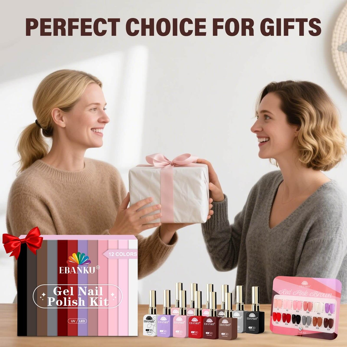 EBANKU 12Pcs Christmas Gel Nail Polish Set 15ML Same Color Bottle